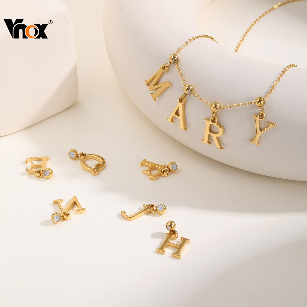 Vnox Classics Letter จี้สร้อยคอสําหรับสาว,Gold Plated AZ เริ่มต้น DIY สร้อยคอ Trandy เครื่องประดับของขวัญ