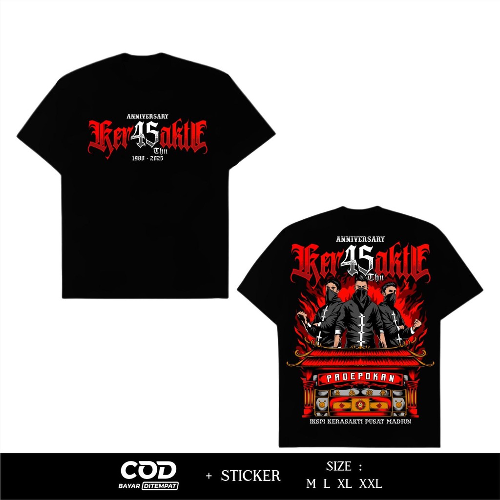 เสื้อยืด Ker45akti Anniversary 45 Years Padepokan IKSPi Kerasakti Madiun Center DTF Screen Printing 