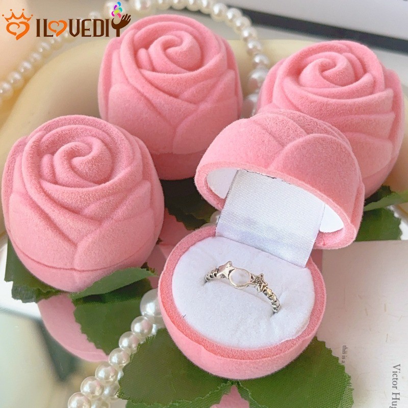 [ ที่โดดเด่น ] แห่กัน กล่องแหวนดอกกุหลาบ-กล่องเก็บเครื่องประดับแสดง-ตกแต่งงานแต่งงานหมั้น-ข้อเสนออุปกรณ์ประกอบฉาก-กรณีแหวนช่อกุหลาบโรแมนติก-กล่องแพคเกจของขว