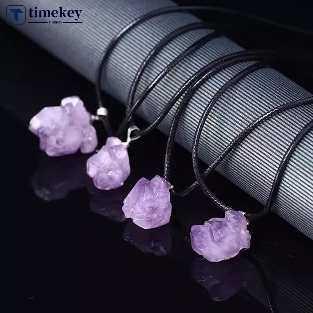 TME อเมทิสต์ธรรมชาติสร้อยคอหินคริสตัล Reiki Healing อัญมณีจี้ควอตซ์สําหรับผู้ชายผู้หญิง Charms เครื่