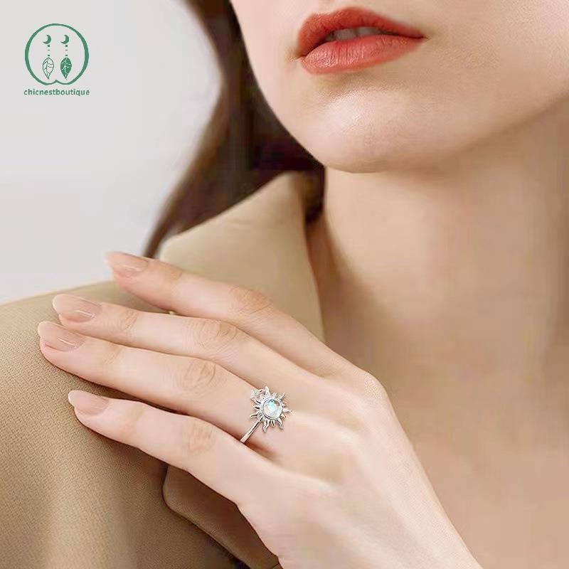 [Chicnest] แหวนกันแดดหมุนได้สําหรับผู้หญิงต่อต้านความเครียดความวิตกกังวลดอกทานตะวันดวงอาทิตย์ดาวแหวนพรรคความงามเครื่องประดับของขวัญบูติก - รูปที่ 2