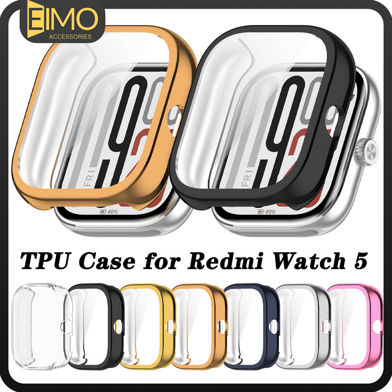 กรณีป้องกัน TPU นุ่ม for Xiaomi Redmi Watch 5 ฟิล์มป้องกันหน้าจอ Anti-Gores แบบเต็มรูปแบบ for Smartwatch Redmi Watch 5
