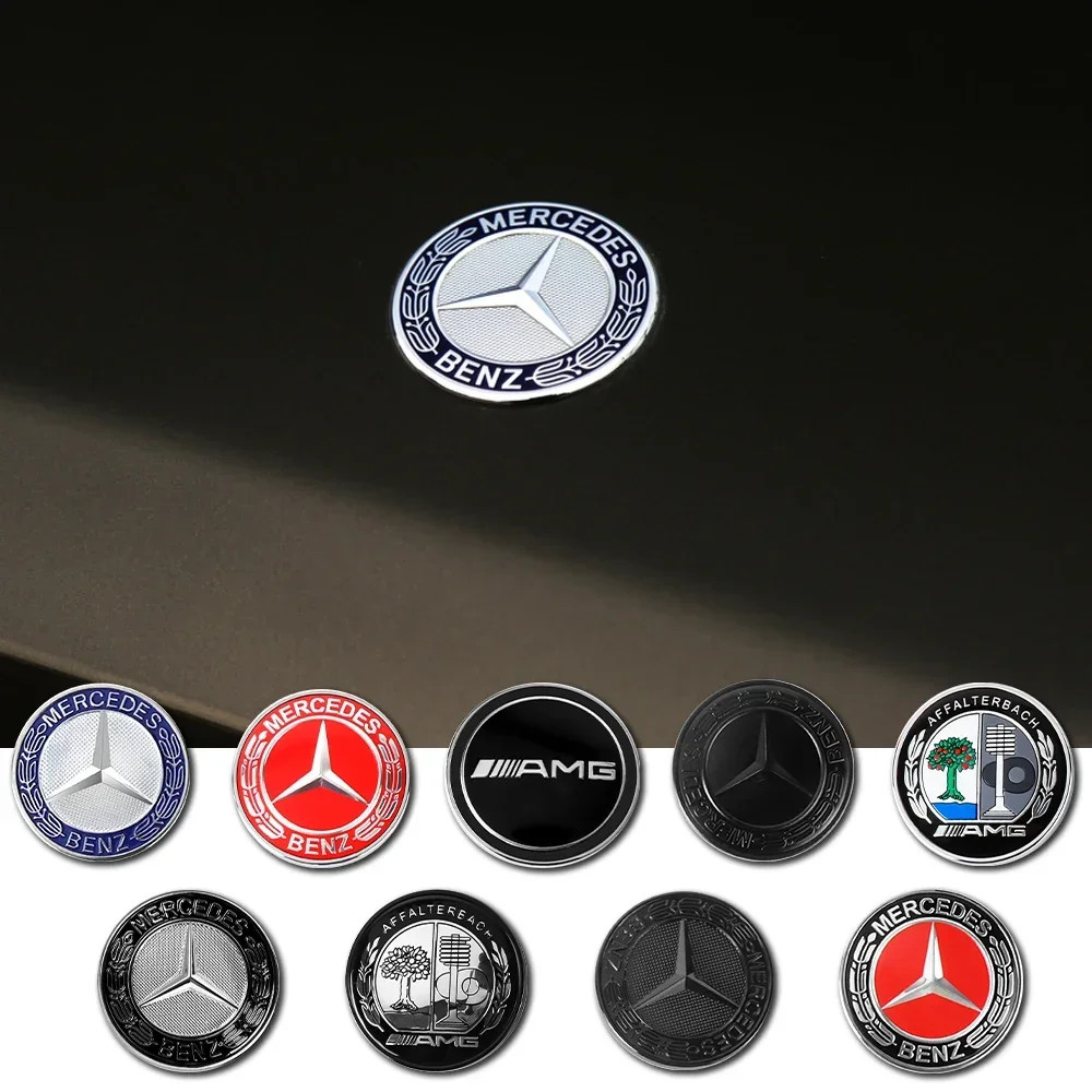 57 มม.รถแบนสัญลักษณ์ด้านหน้าป้ายโลโก้สําหรับMercedes Benz AMG W212 W213 W205 W177 W247 W176 CLS CLA GLK GLG GLG GLX X253