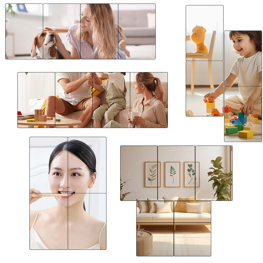 อะคริลิกระจกอ่อนสติกเกอร์ติดด้วยตนเอง20×30เซนติเมตร,ห้องน้ํากันกระแทกตกแต่งที่มีมุมโค้งมน,เปลือกง่ายและติดสําหรับตู้/ตู้เสื้อผ้า ราคา ถูกที่สุด ดีลบีเคเค แกลเลอรีภาพที่ 8
