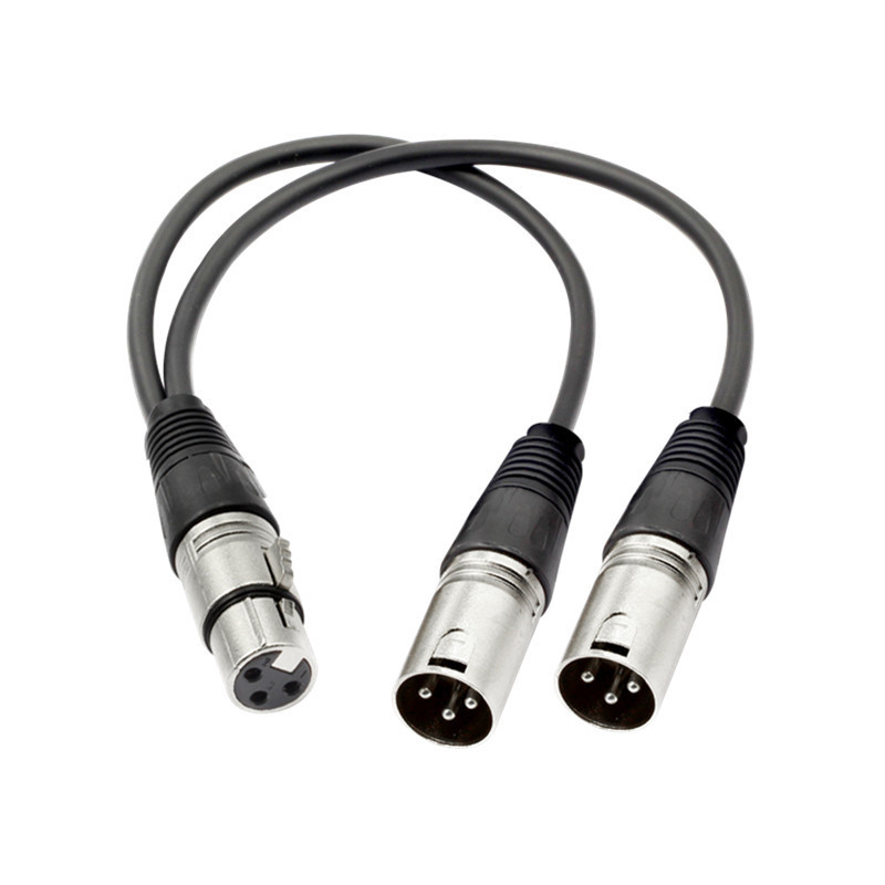 3pin XLR หญิงแจ็ค Dual 2 ปลั๊กชาย Y SPLITTER สาย Adaptor 1 FT สายไฟ