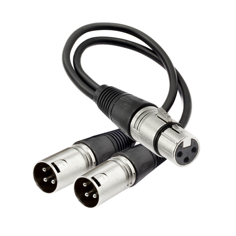 3pin XLR หญิงแจ็ค Dual 2 ปลั๊กชาย Y SPLITTER สาย Adaptor 1 FT สายไฟ