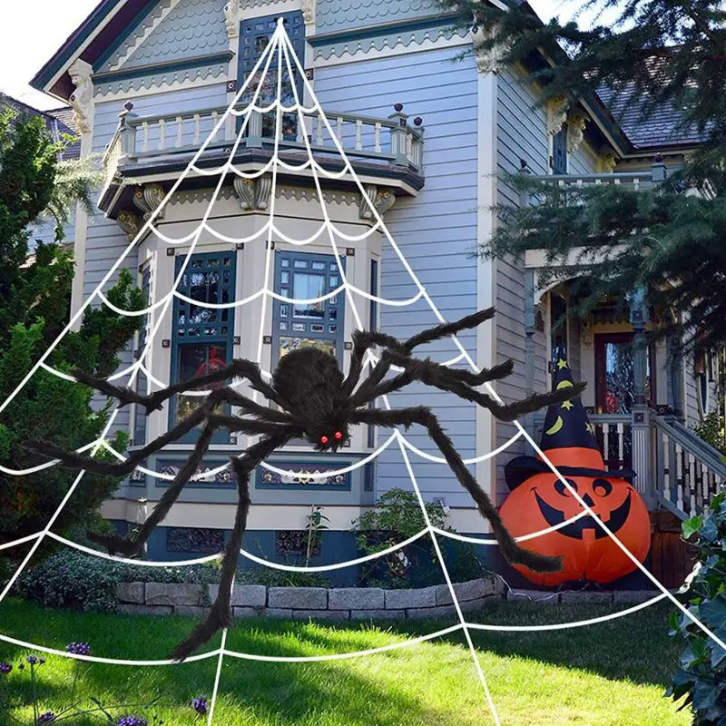 Halloween Decoration Festival Spider Outdoor Black Spider Web Party Supplies Props Horror Pumpkin Re