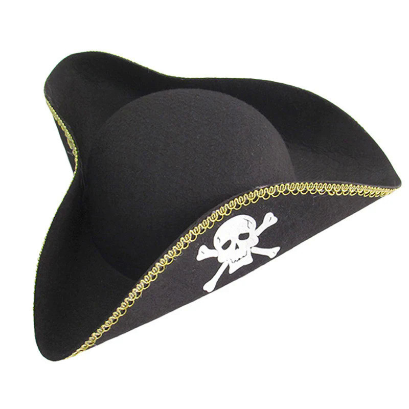 Stage Performance Pirates Hat Kids Cosplay Props Halloween Imitation Leather Pirate Hat Tricorne Hat