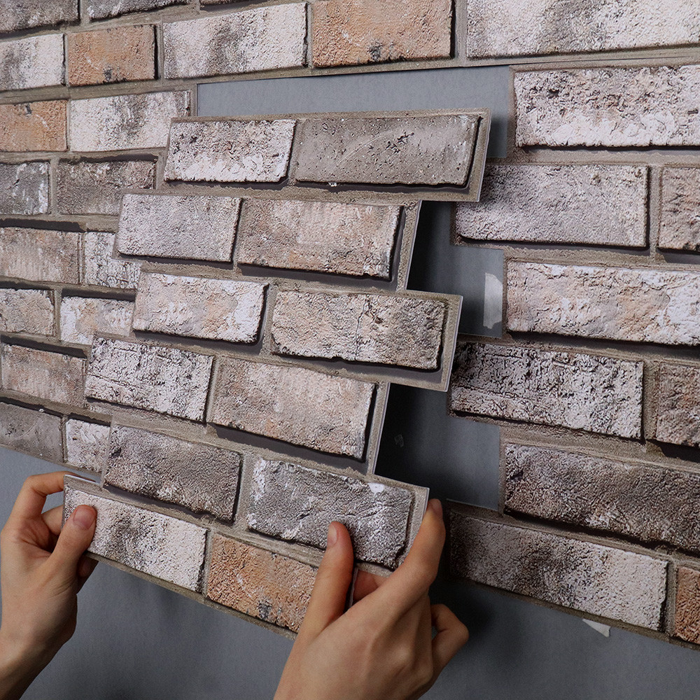 สติ้กเกอร์ติดผนัง 3D วอลเปเปอร์ลายอิฐ กันน้ำ ทนทาน wallpaper