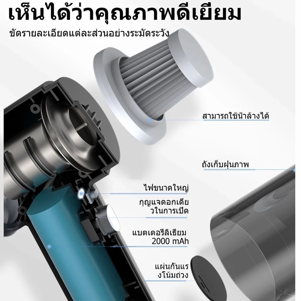 เครื่องดูดฝุ่นไร้สายพกพา สำหรับรถยนต์และคอมพิวเตอร์ thumbnail 9