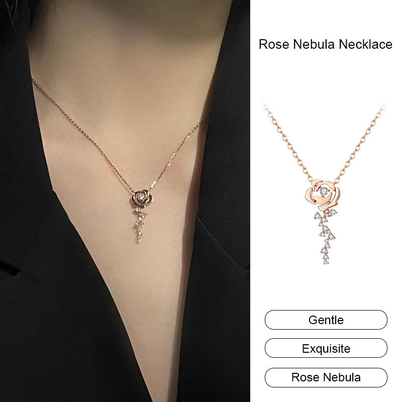 Colorfield สร้อยคอซุปเปอร์เฟอรี่ที่อ่อนโยน Rose Nebula สร้อยคอเพชร Studded Star Collarbone Chain
