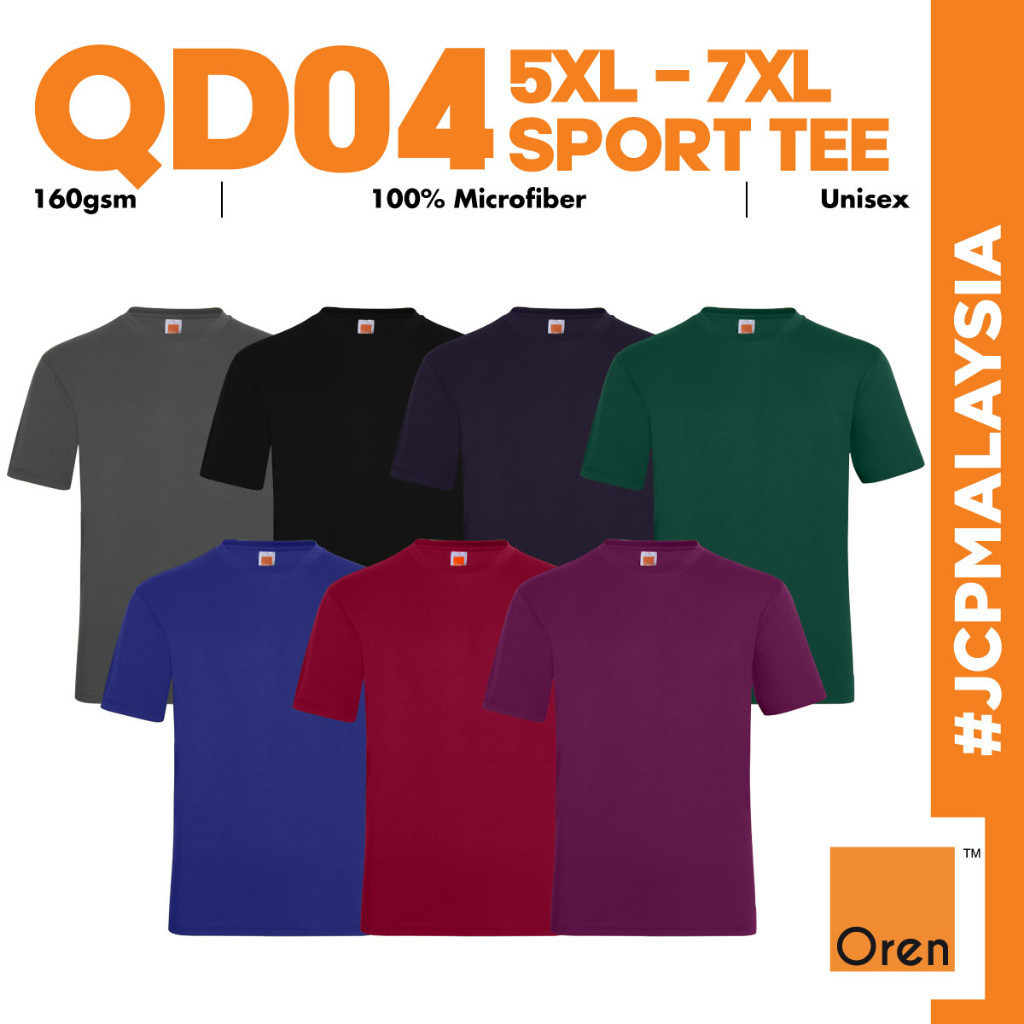 JCP x ORN SPORT QD04 Plus ขนาด 5XL 7XL Plus Saiz ขนาดใหญ่ Jersi ไมโครไฟเบอร์ Tshirt Cool Fit เสื้อยื