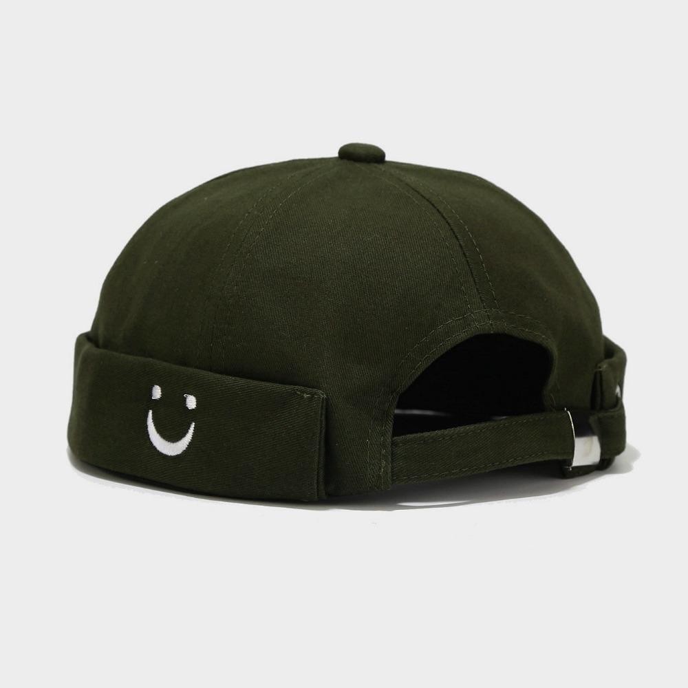 Jeanlan Brimless Hats, Retro Style Smile Docker Hat, Retro Rolled Cuff ...
