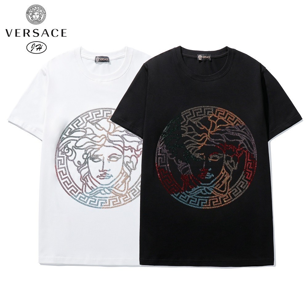 เสื้อยืดแขนสั้น ผ้าฝ้าย ปักลาย Versace แฟชั่นสําหรับผู้ชาย และผู้หญิง แขนสั้นพิมพ์พรีเมี่ยม เสื้อยืดคอตตอนผ้านุ่มสบาย