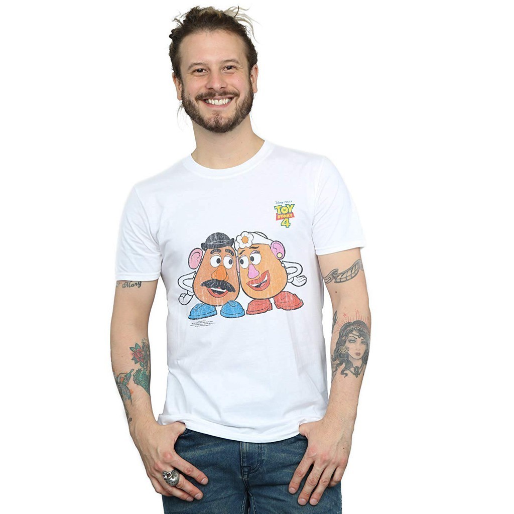 {vo}เสื้อยืดโอเวอร์ไซส์สไตล์ใหม่ขายร้อน Men's funny Story 4 Mr and Mrs Potato Head เสื้อยืดแขนสั้นรอ