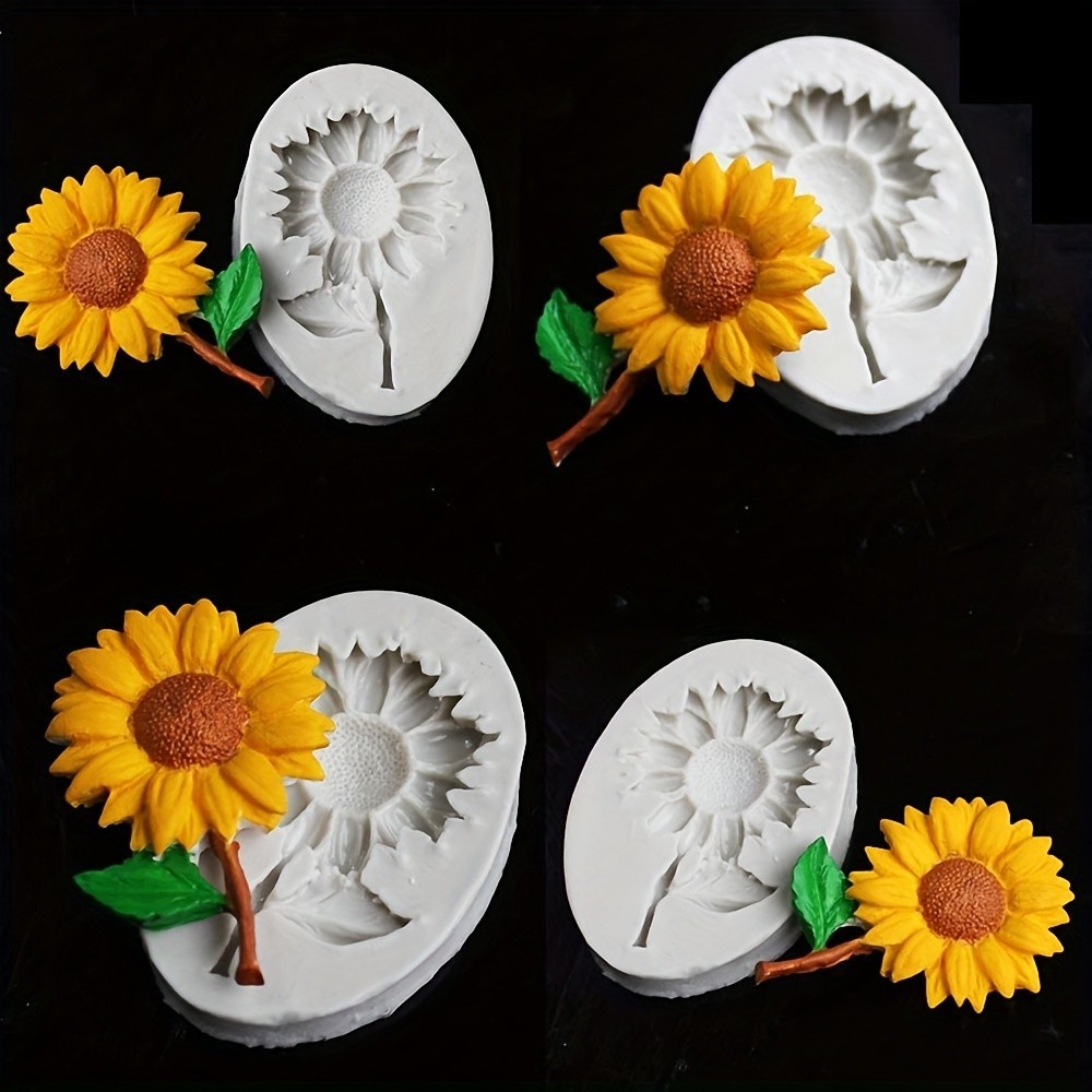 1 PC Sunflower เค้ก Fondant แม่พิมพ์ซิลิโคนสําหรับ DIY ช็อกโกแลต Candy Sugar Craft Gum วางแม่พิมพ์สําหรับตกแต่งเรซิ่น Mould