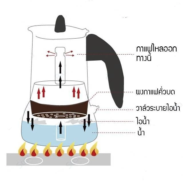 ☕☕☕ชุดหม้อต้มกาแฟ 2/4/6/9Cup-พร้อมเตาไฟฟ้า ชุดออกร้าน ชุดเริ่มต้น 500W ที่บดกาแฟ Mocha Moka Pot thumbnail 10