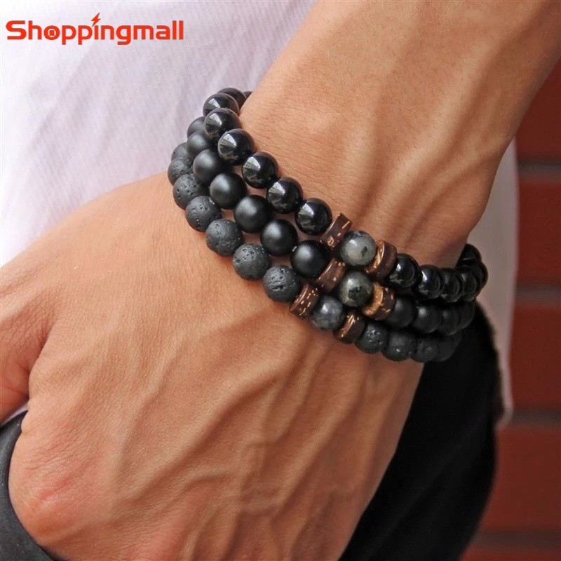 สร้อยข้อมือหินลาวา มูนสโตน คุณภาพสูง สไตล์ทิเบต ปรับได้ บรรเทาความเครียด สําหรับทุกเพศ