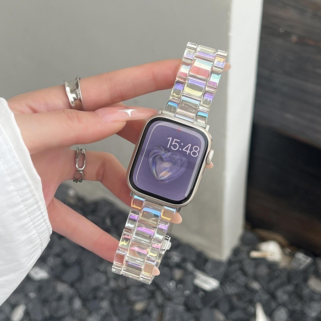 สายนาฬิกาข้อมือ แบบใส เปลี่ยนสีได้ ปรับได้ สําหรับ iwatch 45 apple watch 8 7 SE
