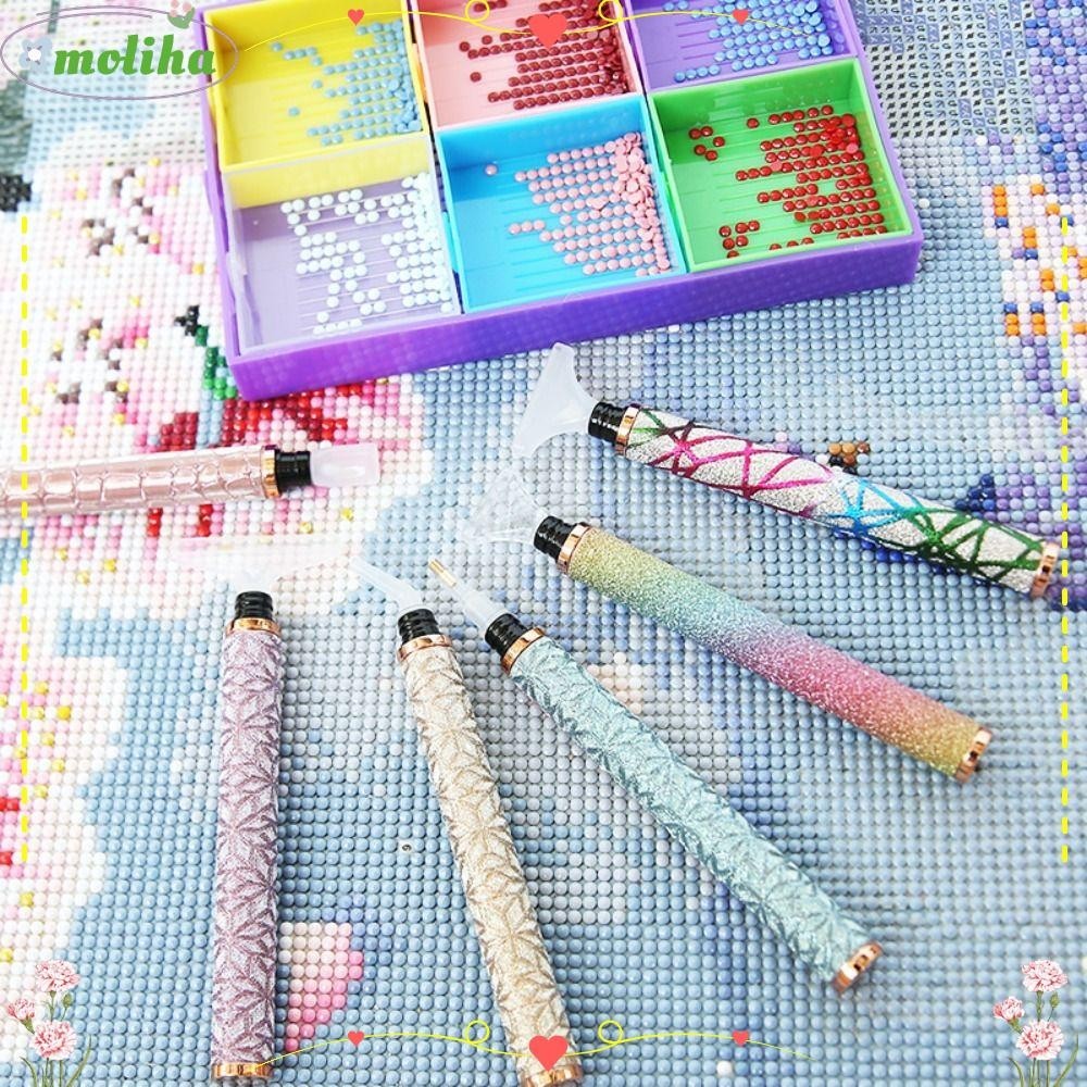 Moliha ปากกาปักครอสสติตช์เพชร กันลื่น แบบเปลี่ยน สําหรับตกแต่งเล็บ DIY