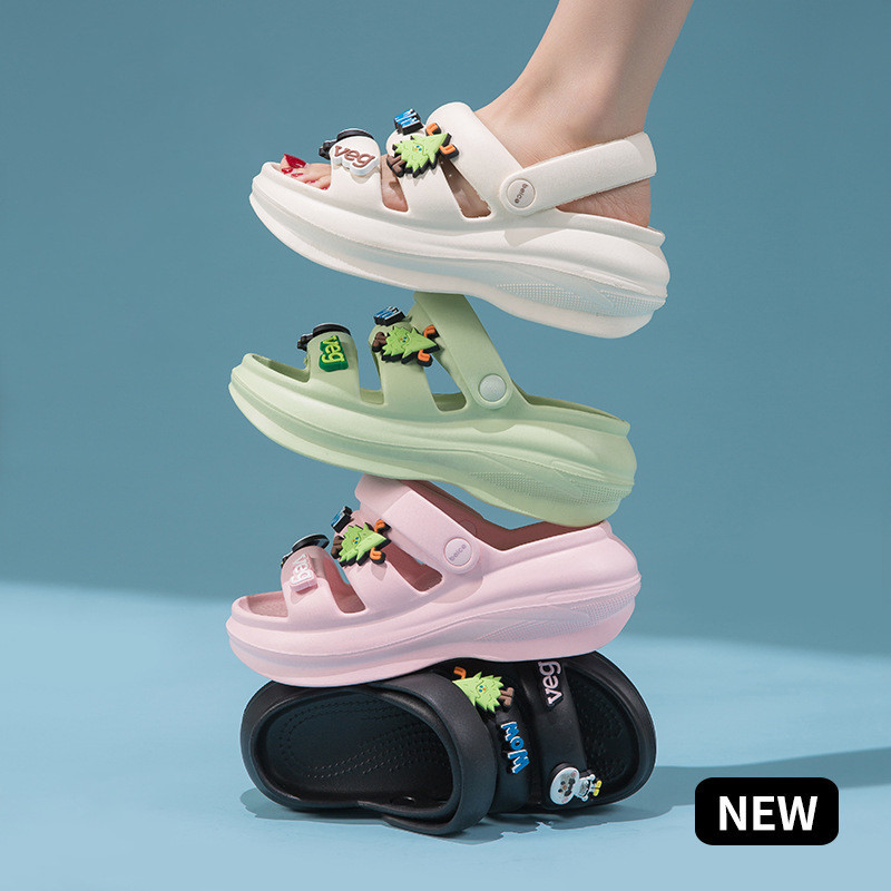 AYUER รองเท้าแตะชายหาด พื้นหนา แฟชั่นเกาหลี กลางแจ้ง สําหรับผู้หญิง