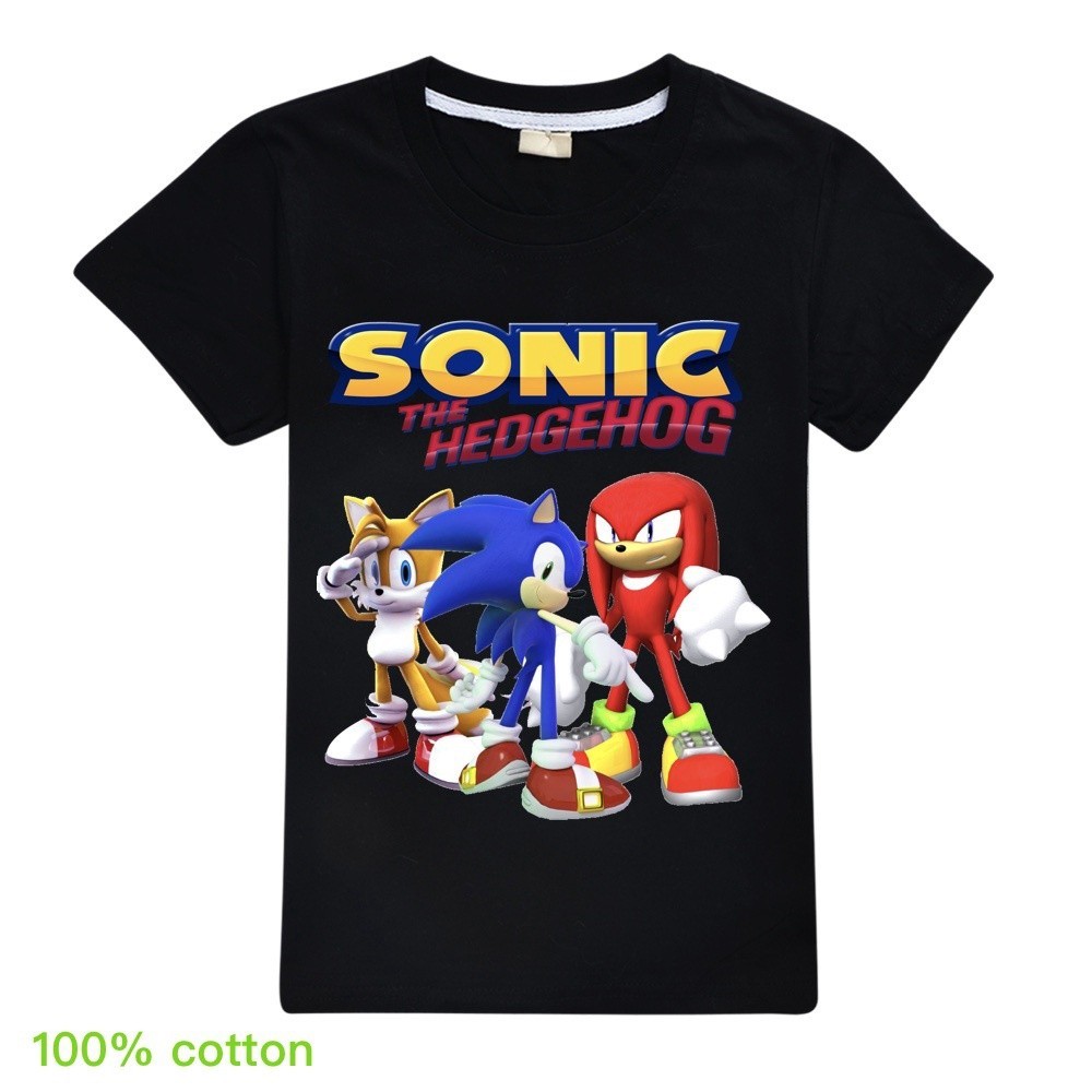 🍃 NEW In stock  Girls Clothing Tops Sonic the Hedgehog T-shirt  Cotton T shirts Clothes เสื้อยืดสตรี Unisex