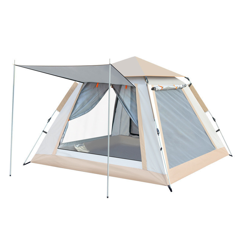 Outdoor Tent Automatic 3-4 People Cloud Mist Gray Family Camping Tent Thickened Sun Protection Camping Four-Side Tent