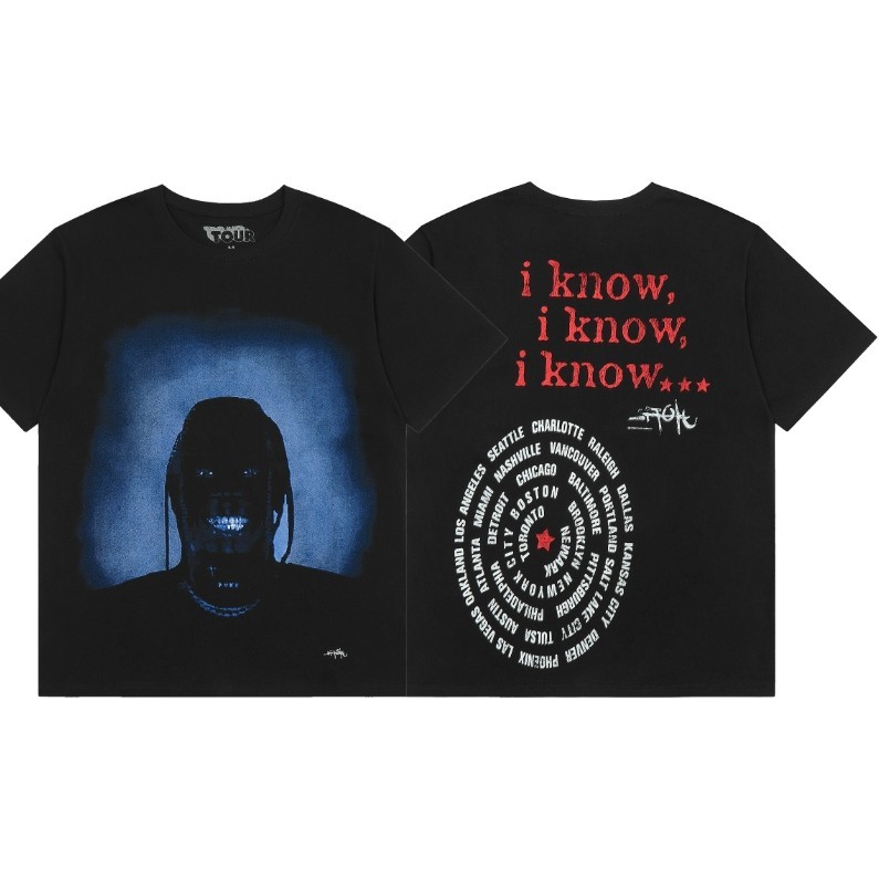 เสื้อยืดแขนสั้น คอกลม พิมพ์ลาย Travis Scott Dark Figure Avatar สีดํา สําหรับผู้ชาย และผู้หญิง