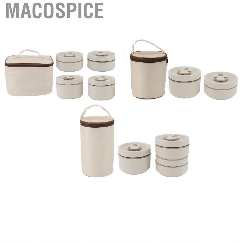 Macospice Insulated Lunch Box Set with Thermal Bag Round Sealed 304 Stainless Steel Bento Food Container