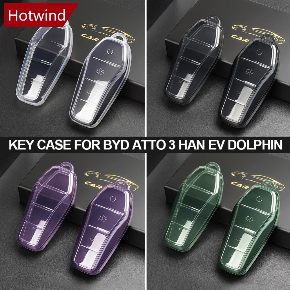 Hotwind เคสกุญแจรีโมตรถยนต์ TPU แบบนิ่ม 4 ปุ่ม อุปกรณ์เสริม สําหรับ BYD Atto 3 Han EV Dolphin P6W4