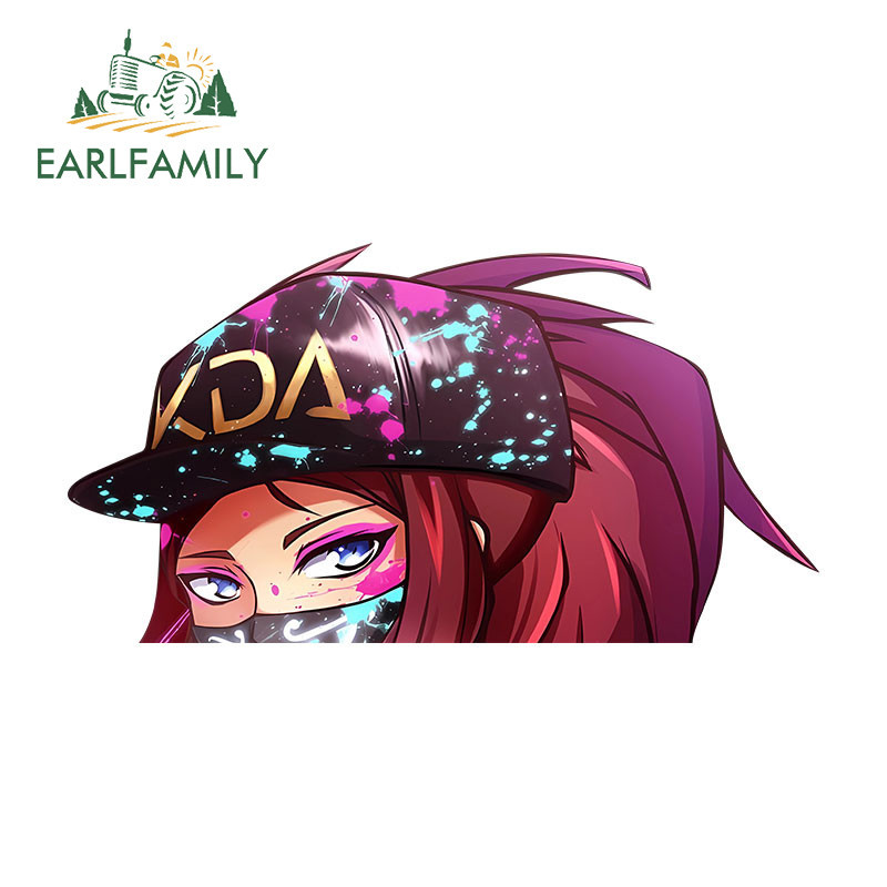 EARLFAMILY 13 ซม.x 6.9 ซม.Kda Akali Peek รถสติกเกอร์กระเป๋าเดินทางรถจักรยานยนต์กระจกเครื่องปรับอากาศ