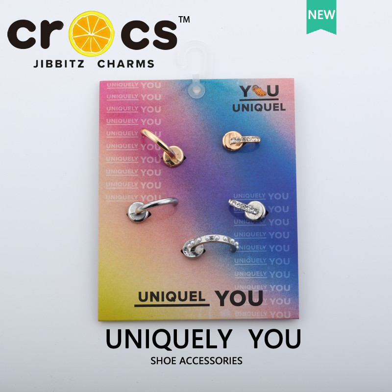 Jibbitz crocs ชุดหัวเข็มขัด สีเงิน และสีทอง อุปกรณ์เสริมรองเท้า (รวมกระดาษแยม)