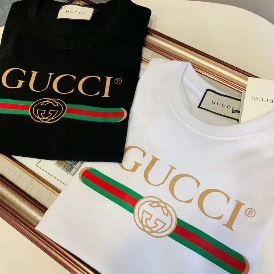 Gguc เสื้อยืดแขนสั้น ผ้าฝ้ายแท้ 24 เวอร์ชั่นสูง พร้อมป้ายแท็ก แฟชั่นคู่รัก สําหรับผู้ชาย และผู้หญิง