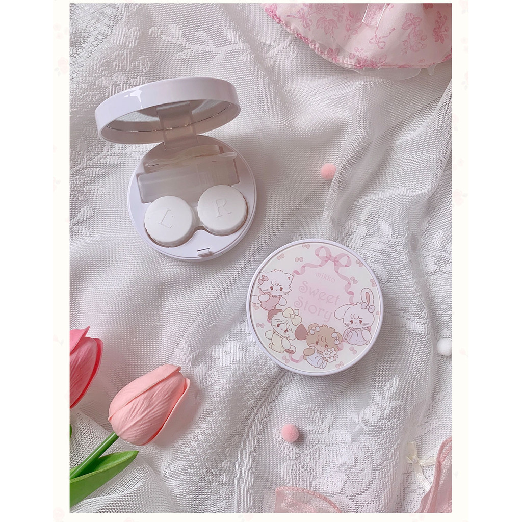 Mikko Joint Contact Lens Case Girl Heart กล่องเก็บคอนแทคเลนส์เครื่องสําอางแบบพกพาพร้อมกระจก - รูปที่ 7