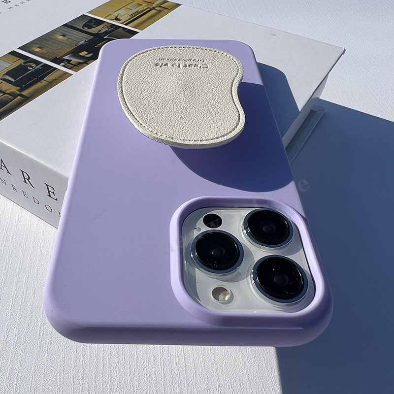 Matte Soft Case พร้อม PU หนังผู้ถือโทรศัพท์ Grip สําหรับ iPhone 16 15Promax 15 15Pro 14 14Pro 14Promax 13Pro 13Promax 12 12Promax 11 11Promax X Xr Xsmax 14Plus 11Pro 7Plus 13mini