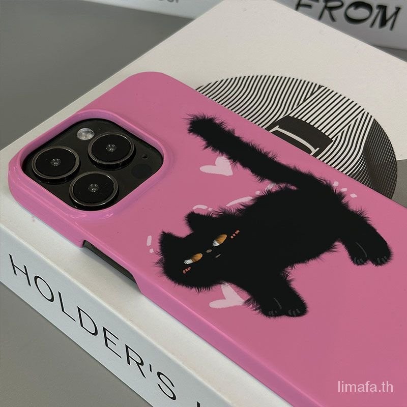 เคสโทรศัพท์มือถือแบบแข็ง กันกระแทก ลายแมวเอลฟ์ สีดํา สําหรับ Iphone 14 13promax 12promax 11promax 13 12pro 14promax 15promax 7 plus xr xsmax 12 13 mini 14plus