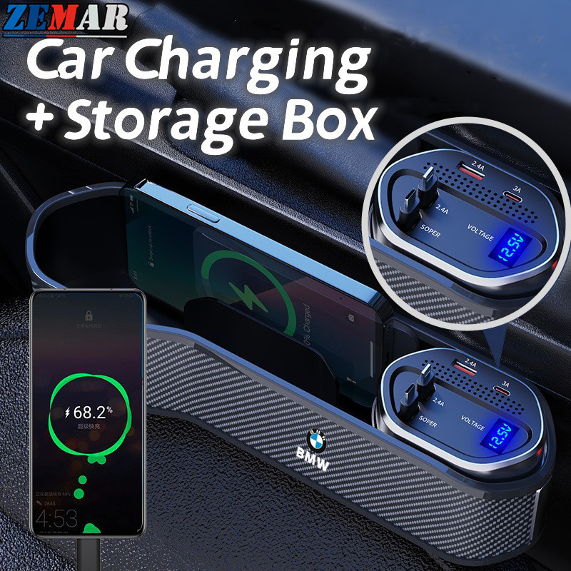 กล่องเก็บของติดเบาะรถยนต์ พร้อมที่ชาร์จไร้สาย สําหรับ BMW E36 E46 E30 E90 F10 F30 E39 E60 X1 E84 F48 F25 X3 E83 X5 F15 X7