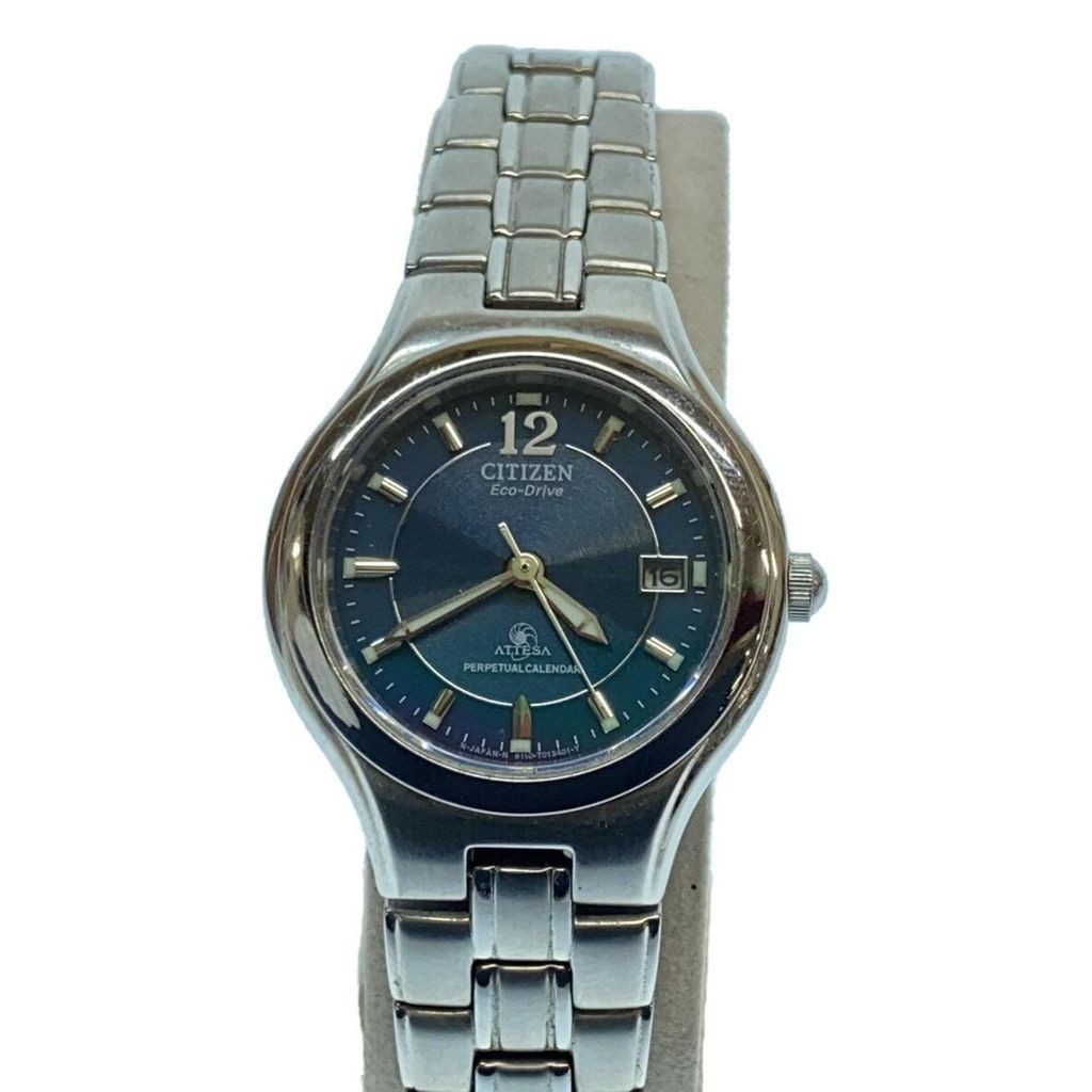 CITIZEN Wrist Watch Attesa Eco-Drive Women's Silver Navy Solar Analog Direct from Japan Secondhand