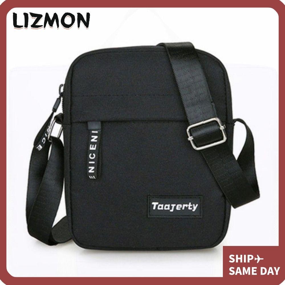 Lizmon กระเป๋าสะพายไหล่ กระเป๋าถือ ผ้าไนล่อน สีพื้น สไตล์เรโทร แฟชั่นสําหรับผู้ชาย