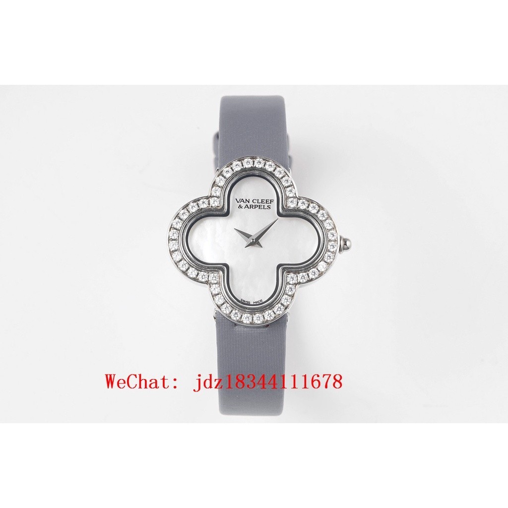 Van Cleef &amp; Arpels นาฬิกาข้อมือควอตซ์แฟชั่น ประดับเพชร ไข่มุก 30.2 มม. สําหรับสตรี 0015