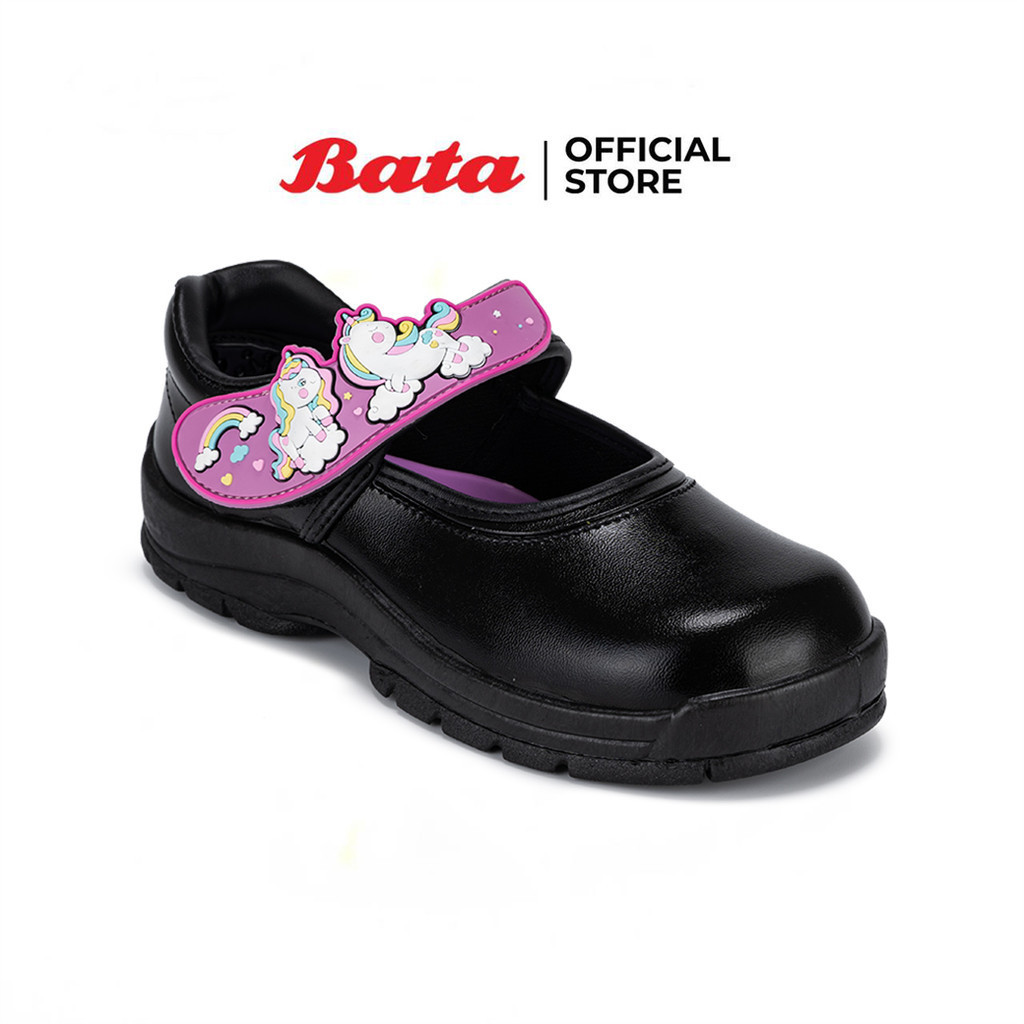 Bata บาจา รองเท้านักเรียน ช่วงอายุ 3 - 5 ปี สายปรับขนาดได้ สวมใส่ง่าย สำหรับเด็กผู้หญิง รุ่น Unicorn สีดำ รหัส 1416609