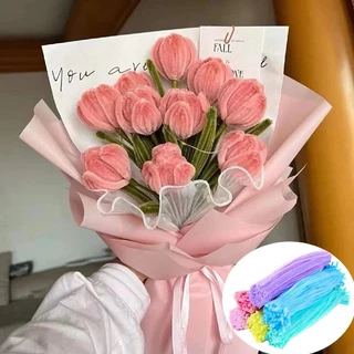 10Pcs 30cm ลวดกํามะหยี่ดออกไม้ DIY ดอกไม้ เด็กทำงานฝีมือ ขึ้น สีมาการอง เด็ก ของขวัญ เทศกาล ของตกแต
