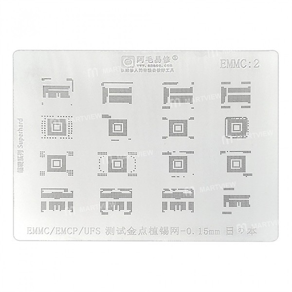 Amaoe EMMC:2 IC Foot Blister 0.15MM BGA Stencil Reballing สําหรับ Andoid Hard Disk EMMC EMCP UFS
