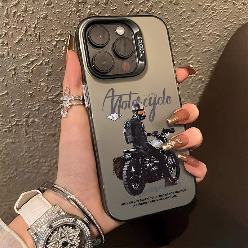 เคสโทรศัพท์มือถือ ซิลิโคนแข็ง กันกระแทก กันรอยกล้อง ลายรถจักรยานยนต์ สําหรับ IPhone X XR XS MAX 7 8 SE(2020) 12 14 15 11 13 Promax PLUS