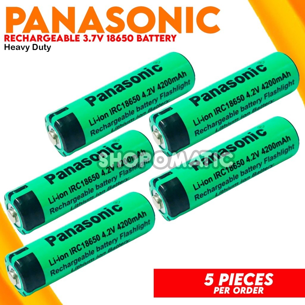 5pcs Panasonic 18650 3.7V (4.2V) แบตเตอรี่แบบชาร์จไฟคุณภาพสูง