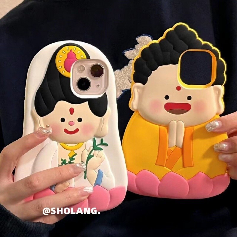เคสโทรศัพท์มือถือ Tathagata เจ้าแม่กวนอิมลายการ์ตูนสามมิติใหม่1เคสป้องกันการตกรวมทุกอย่างสำหรับ ipho