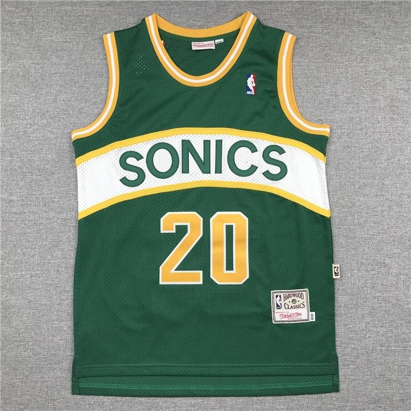 เสื้อกีฬาบาสเก็ตบอล ลายทีม Ace NBA Jersey Seattle Supersonics Payton สีเขียว สไตล์เรโทร สําหรับผู้ชาย และผู้หญิง