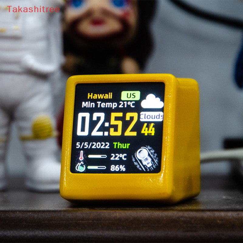 (Takashitree) นาฬิกาดิจิทัลอัจฉริยะ WIFI พยากรณ์อากาศ ขนาดเล็ก น่ารัก สําหรับเล่นเกม ตั้งโต๊ะ DIY