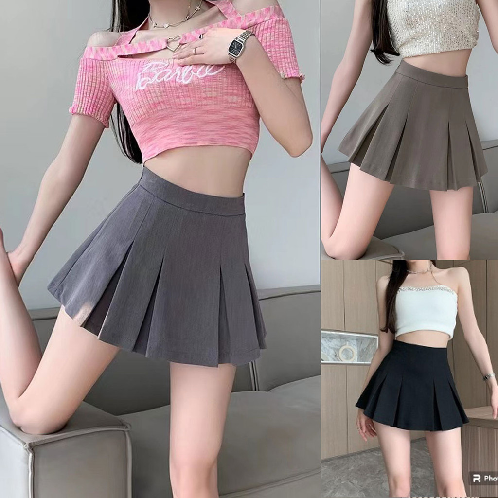 Dahong พร้อมส่ง กระโปรงกางเกงพรีทสั้น กระโปรงกางเกงเทนนิส Y2K เทนนิส ดีไซน์แนวเกาหลี 8810