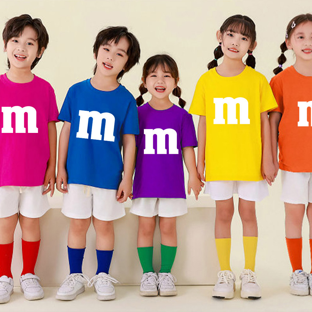 M&m's เสื้อยืดแขนสั้น พิมพ์ลายการ์ตูน สีแคนดี้ แฟชั่นสําหรับเด็ก
